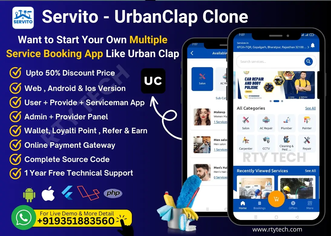 Servito : Multiple Service Booking App || UrbanClap Clone