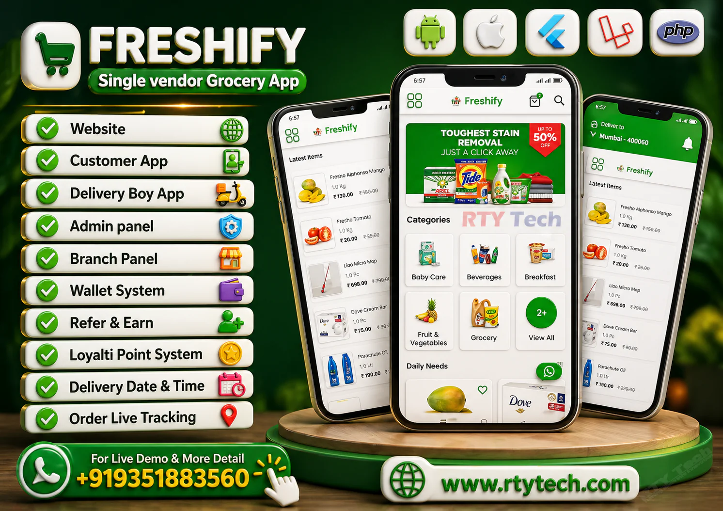Fashify : Single Vendor Grocery App Like Bigbasket || Bigbasket Clone